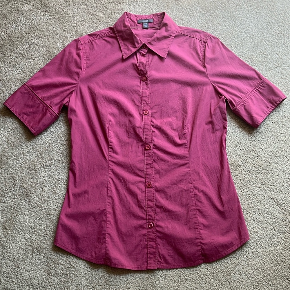 Jacob Pink Button Down Fitted Shirt with Half Length Sleeves